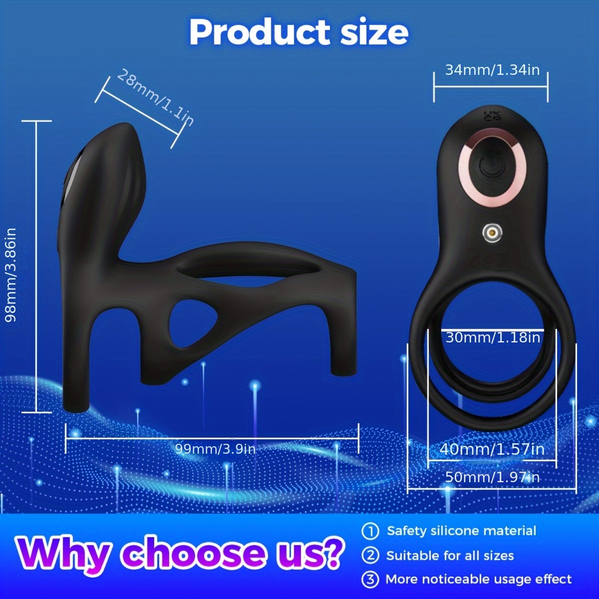 Male Cock Ring with 2 Motors and 10 Modes Vibrator - Image 5