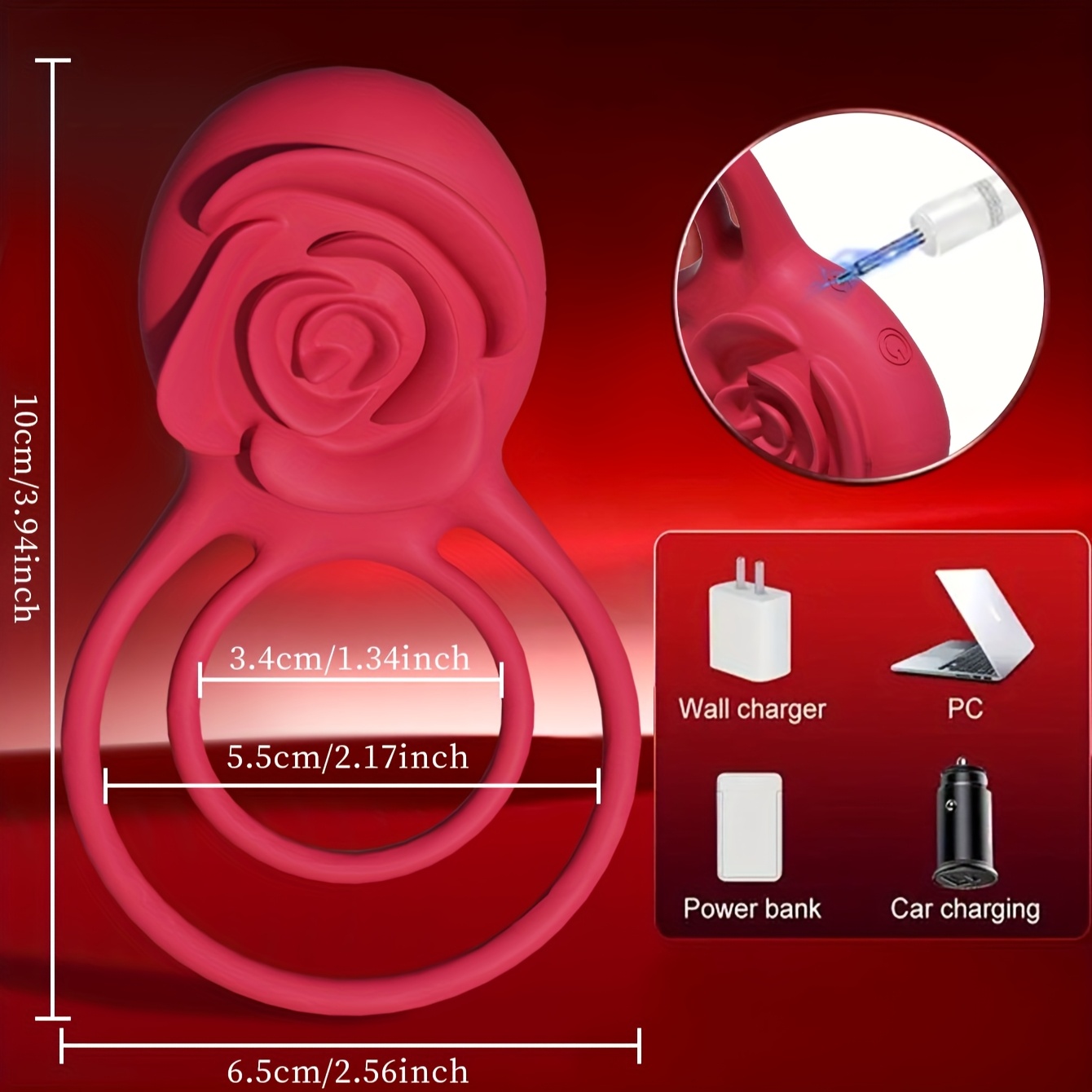 Rose Vibrating Ring with Clitoral Stimulator - Image 3