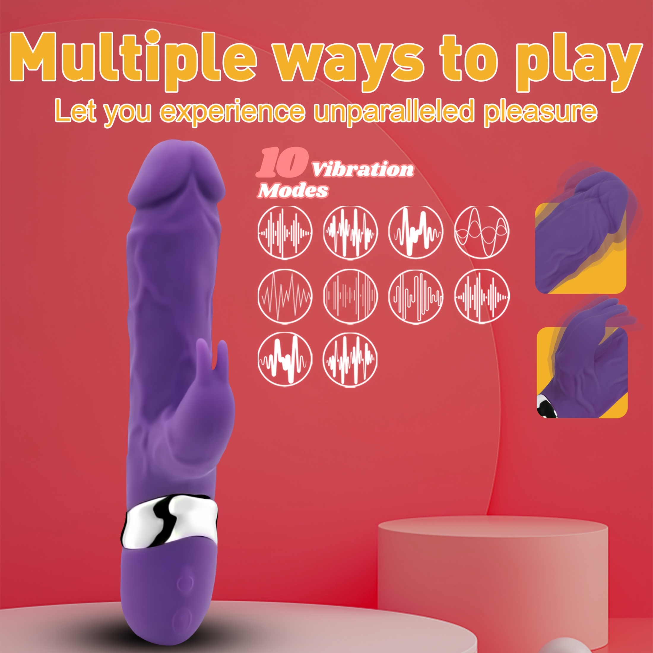 10 Vibration Modes with G Spot Clitoral Dual Massage Rabbit Shaped Vibrator, - Image 4