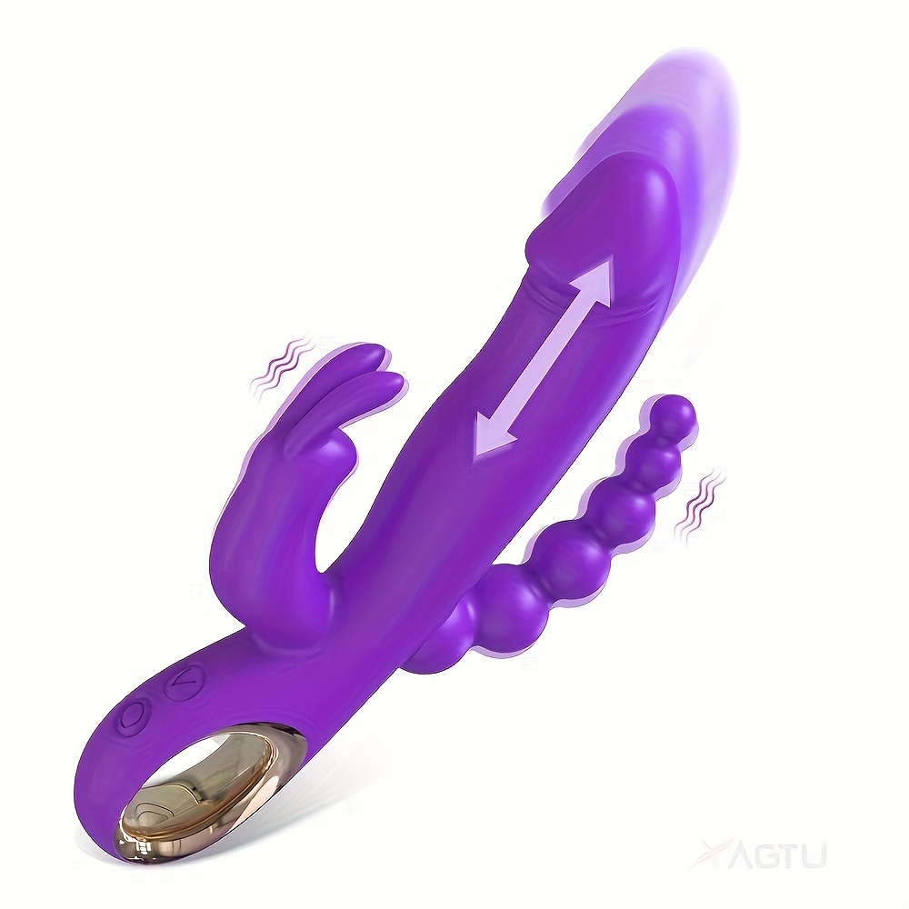 10 Vibrating Modes Silicone Thrusting Dildo Rabbit Vibrator - Image 6